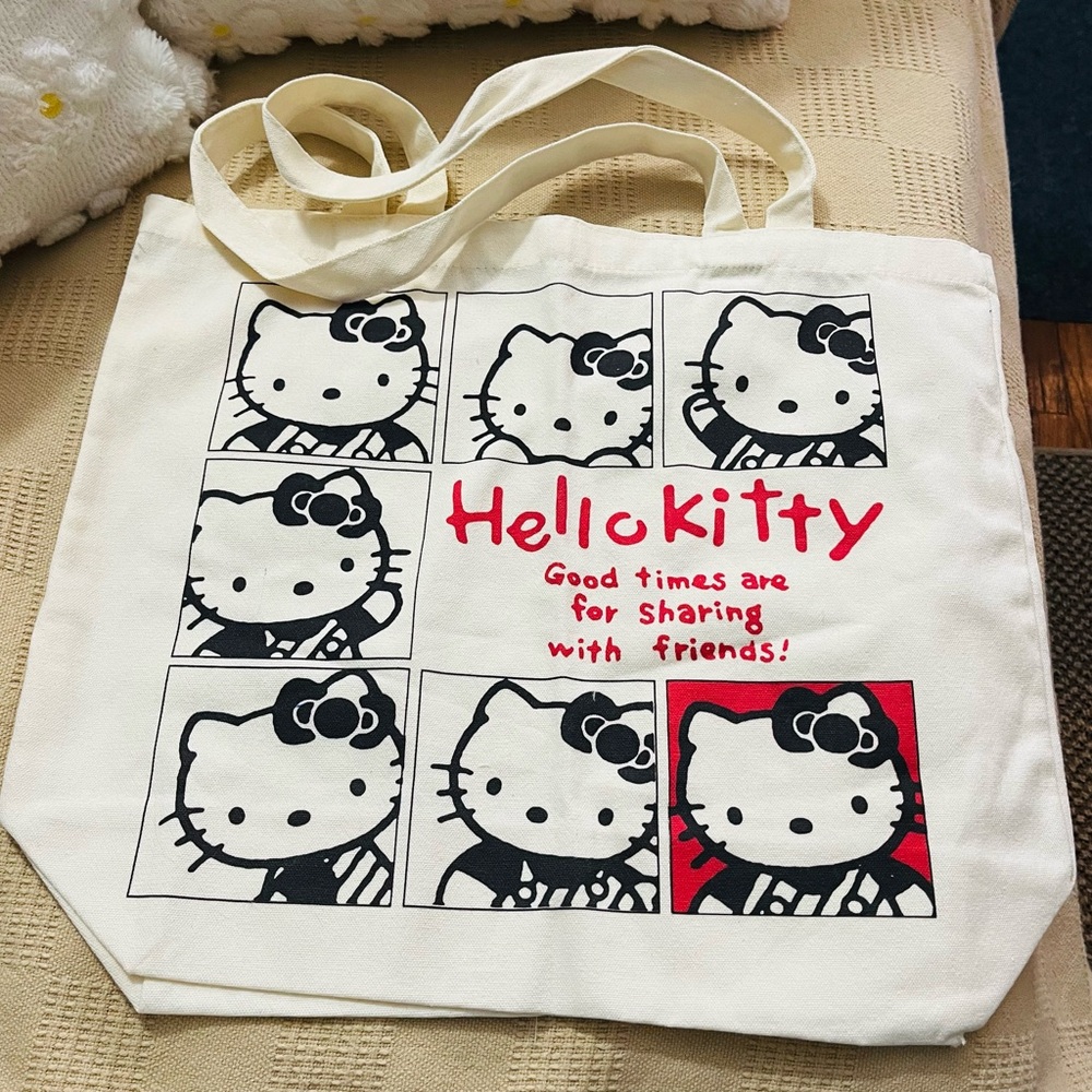 Hello Kitty Kids Tote Bag Set-1 Heavy Zippered Tote, 1 Open, 1 Cosmetic & socks - Picture 9 of 13